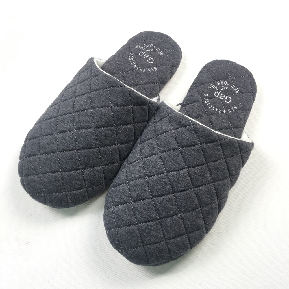 Gap Men’s Dark Grey Quilted Slippers 9 8 A23 - Picture 3 of 5